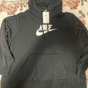 Nike Women's Black Hoodie with White Logo